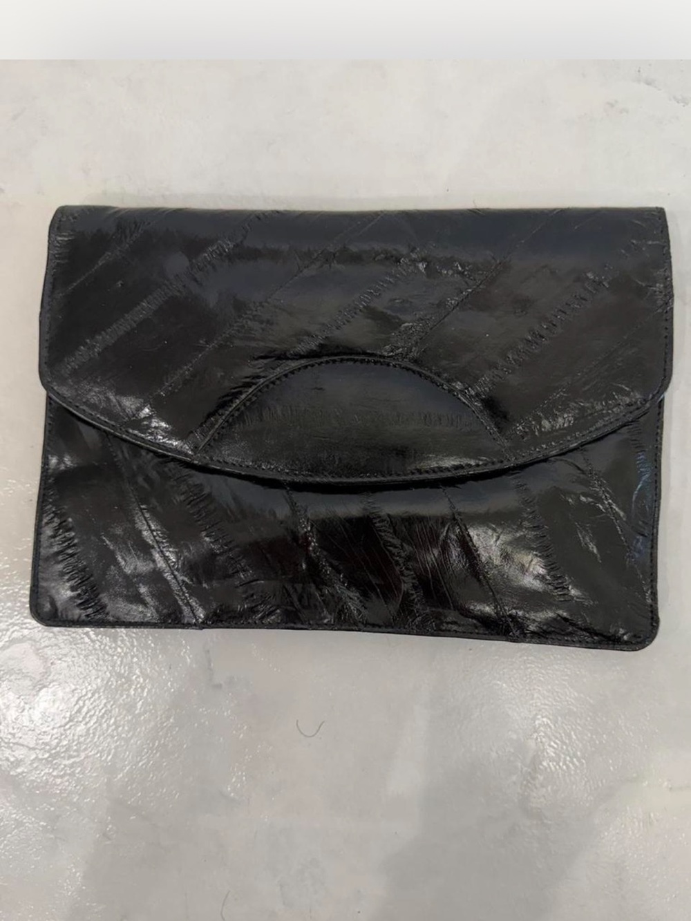 Vintage Black  Leather Clutch - Women's Bag
